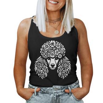 Floral Poodle Face Dog With Flowers Graphic Women Tank Top - Thegiftio UK