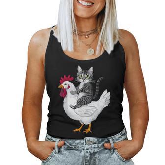 Cat On A Chicken Lover Women Tank Top - Thegiftio UK
