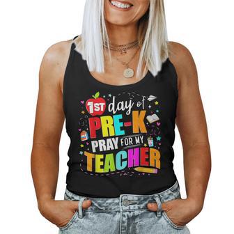 First Day Of Pre-K Pray For My Teacher Back To School Women Tank Top - Thegiftio UK