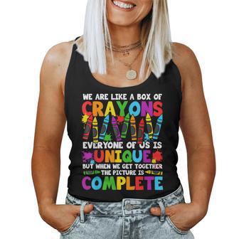Teacher We Are Like A Box Of Crayons Back To School Women Tank Top - Thegiftio UK