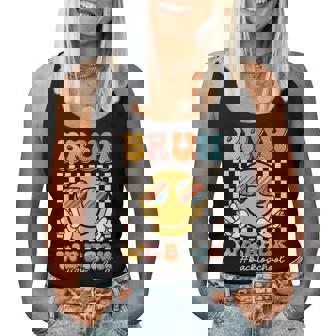 Groovy Bruh We Back To School Smile Face 1St Day Of School Women Tank Top - Thegiftio