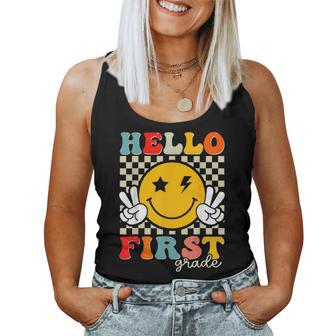 Groovy Hello First Grade Retro Team 1St Grade Back To School Women Tank Top - Thegiftio UK