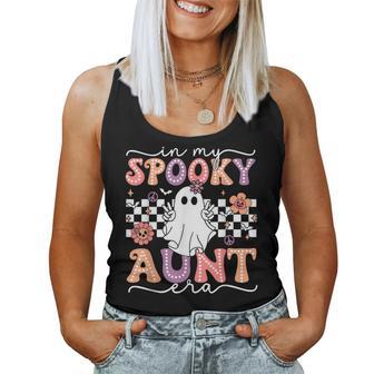 Groovy In My Spooky Aunt Era Retro Auntie Halloween Ghost Women Tank Top - Thegiftio UK