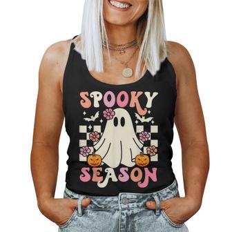 Groovy Spooky Season Cute Ghost Pumpkin Halloween Womens Women Tank Top - Thegiftio UK