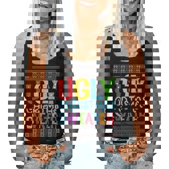 Groovy Ugly Christmas Sweater Fun Ugly Christmas Sweater Women Tank Top | Seseable UK
