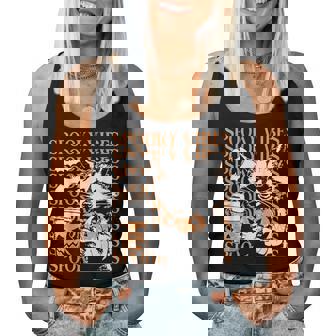 Halloween Raccoon Spooky Vibes Coffee Pumpkin Women Tank Top - Monsterry