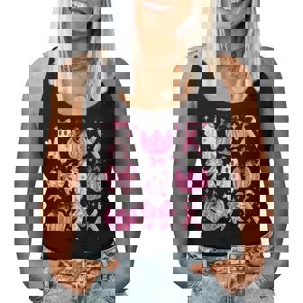 Halloween Pink Ghost Coquette Bow Girly Breast Cancer Girls Women Tank Top - Monsterry