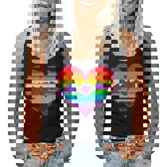 Happy Gayoween Bat Lgbt Halloween Rainbow Heart Women Tank Top - Monsterry