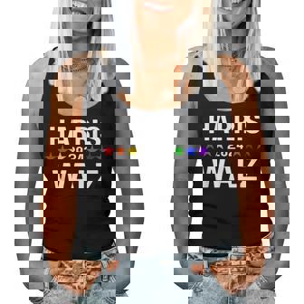 Harris Walz 2024 Lgbtq Gay Pride Rainbow Kamala Harris Women Tank Top - Monsterry