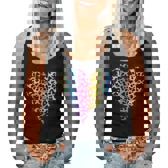 Heart Rainbow Cheetah Leopard Tiger Print Women Tank Top - Thegiftio UK