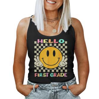 Hello 1St Grade First Grade Retro Teacher 1St Day Of School Women Tank Top - Thegiftio UK