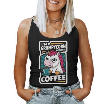 Ich Bin Grumpycornor Dem Kaffee Coffee Humor Unicorn Tank Top Frauen - Geschenkecke