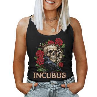 Incubus Crow Left Skull Flower Halloween Costume Women Tank Top - Monsterry