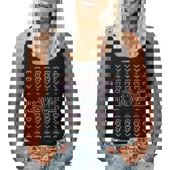 Infinite Love Repeating Rainbow Hearts Retro Valentines Day Women Tank Top - Monsterry