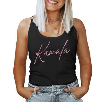 Kamala Harris 2024 President Cursive Script Pink Women Tank Top - Monsterry