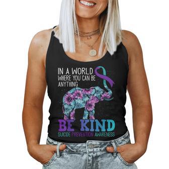 Be Kind Elephant Sunflower Teal Purple Ribbon Women Tank Top - Thegiftio UK
