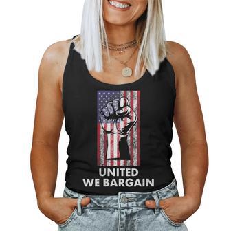 Labor Union United We Bargain American Flag Women Tank Top - Monsterry