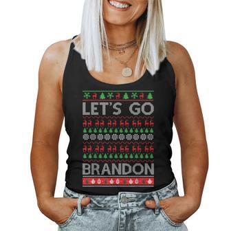 Let's Go With Brandon Ugly Sweater Christmas Sarcastic Women Tank Top - Thegiftio UK