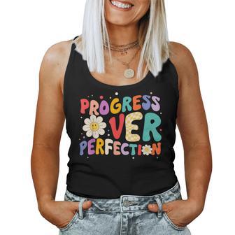 Motivational Progress Over Perfection Teacher Back To School Women Tank Top - Thegiftio