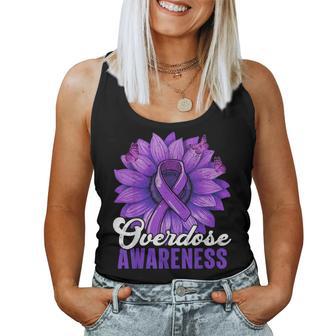 Overdose Awareness Month Purple Ribbon Sunflower Butterfly Women Tank Top - Thegiftio UK