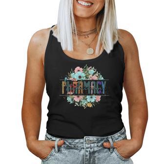 Pharmacy Tech Technician Pharmacist Flower Floral Cpht Hd0 Women Tank Top - Thegiftio UK