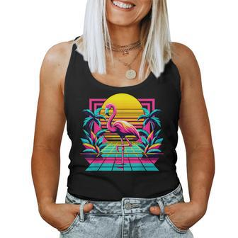 Pink Flamingo Palm Trees Tropical Summer Women Tank Top - Monsterry AU