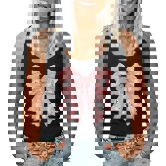 Pink Halloween Girls Coquette Pink Bow Cute Girly Boo Ghost Women Tank Top - Monsterry