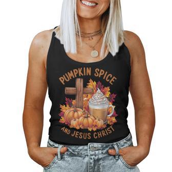 Pumpkin Spice And Jesus Christ Fall Christian Women Tank Top - Thegiftio UK