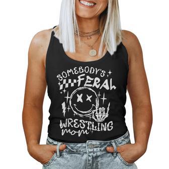 Retro Somebody's Feral Wrestling Mom Mother's Day Mom Life Women Tank Top | Seseable UK