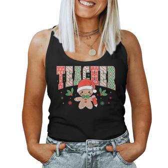 Retro Teacher Christmas Gingerbread Teacher Xmas Holiday Women Tank Top - Thegiftio UK