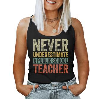 Retro Never Underestimate A Public School Teacher Women Tank Top - Thegiftio UK