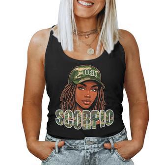 Scorpio Queen Black Woman Camo Hat Locs Birthday Women Tank Top | Seseable UK
