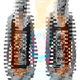 Tarot Card Dia De Los Muertos Woman Catrina Day Of The Dead Women Tank Top - Thegiftio