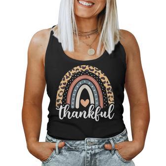 Thankful Thanksgiving Rainbow Leopard Print 2024 Girls Women Tank Top - Thegiftio UK