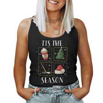 Tis The Season Ice Hockey Christmas Coffee Latte Xmas Tree Women Tank Top - Thegiftio UK