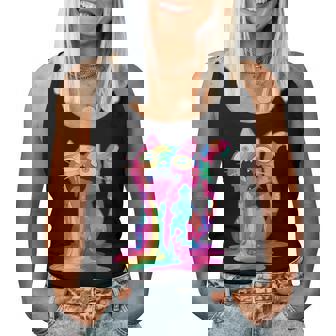 Trippy Party Crazy Rainbow Cat Edm Festival Women Tank Top - Monsterry