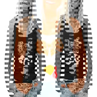 Turkey Face Coquette Bow Leopard Thanksgiving Pilgrim Women Tank Top - Monsterry