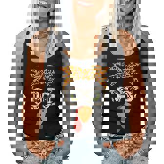 Turkey Face Girl Leopard Thanksgiving Turkey Glasses Girls Women Tank Top - Monsterry