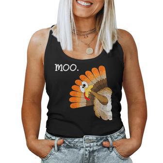 Turkey Moo Thanksgiving Women Tank Top - Thegiftio UK