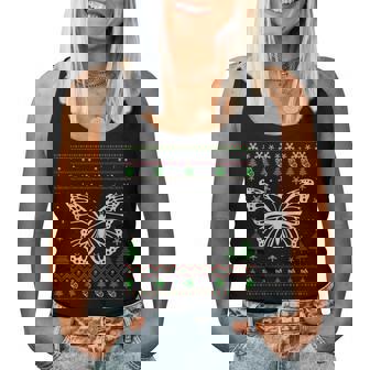 Ugly Christmas Sweater For Butterfly Lovers Ugly Women Tank Top - Thegiftio UK