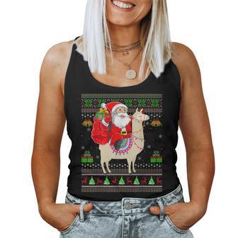 Ugly Xmas Sweater Santa Riding Llama Christmas Women Tank Top - Thegiftio UK
