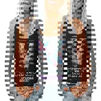 V Is For Vanessa Girly Butterfly And Flower Initial Name Women Tank Top - Monsterry