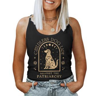 Vintage Childless Dog Lady Against Patriarchy Feminist Dog Women Tank Top - Thegiftio UK
