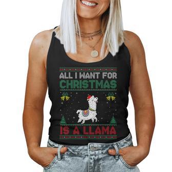 All I Want For Christmas Is A Llama Ugly Sweater Women Tank Top - Thegiftio UK