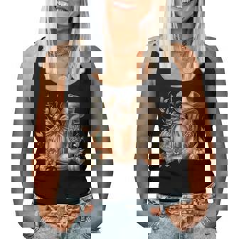 Western Fall Coquette Bow Pumpkin Cowboy Boots Cowgirl Women Women Tank Top - Monsterry