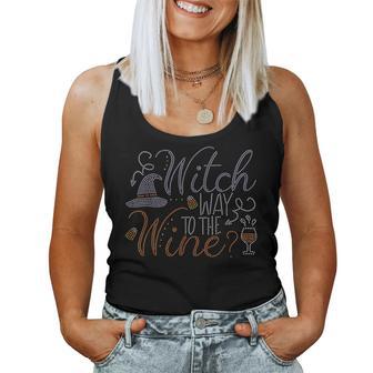 Witch Way To The Wine Bling Halloween Wine Witch Girl Women Tank Top - Thegiftio UK