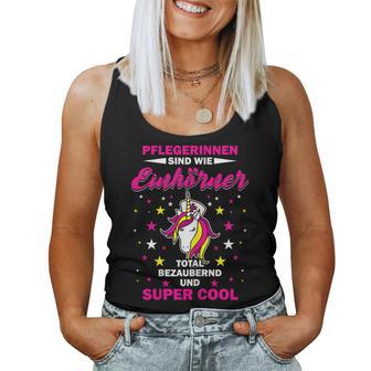 Women's Nursing Unicorn Care Altenpfleger Slogan Tank Top Frauen - Geschenkecke