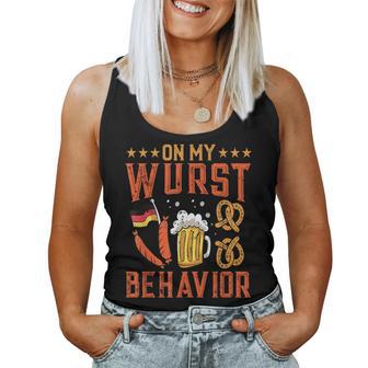 On My Wurst Behavior Bavarian Oktoberfest Women Women Tank Top - Thegiftio UK