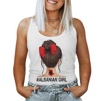 Albanian Girl Albania Flag Messy Bun Tank Top Frauen - Geschenkecke