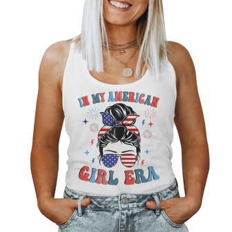 In My American Girl Era Retro 4Th Of July Fourth Messy Bun Women Tank Top - Monsterry